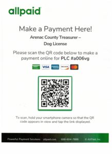 AllPaid dog license payment flyer with QR code
